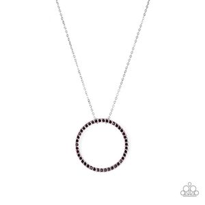 Silver dainty chain with a round purple rhinestones